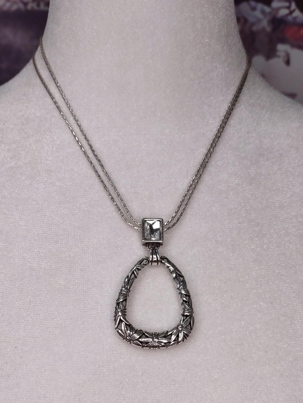 Brighton Reversible Floral Teardrop Pendant Necklace